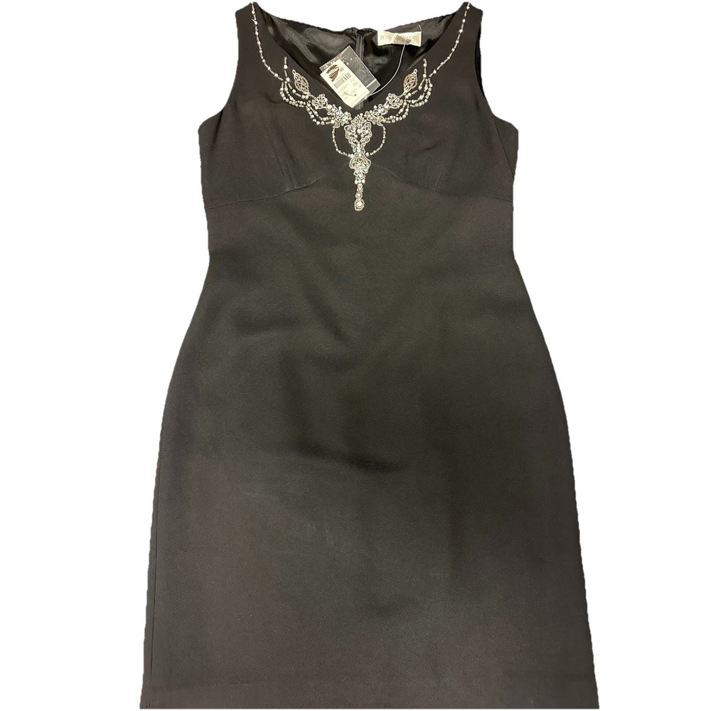 NWT $119 PETITE SOPHISTICATE 8 Black Beaded Elegant Party Cocktail Dress V-Neck